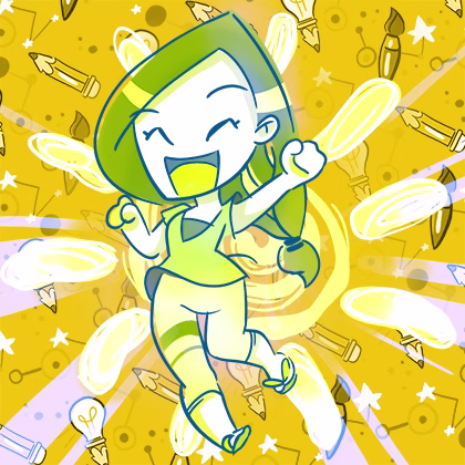 YellowDay_ilustración, pinceles, lapices, mi autoretratoCHIBI muy alegre ...emprendiendo!!